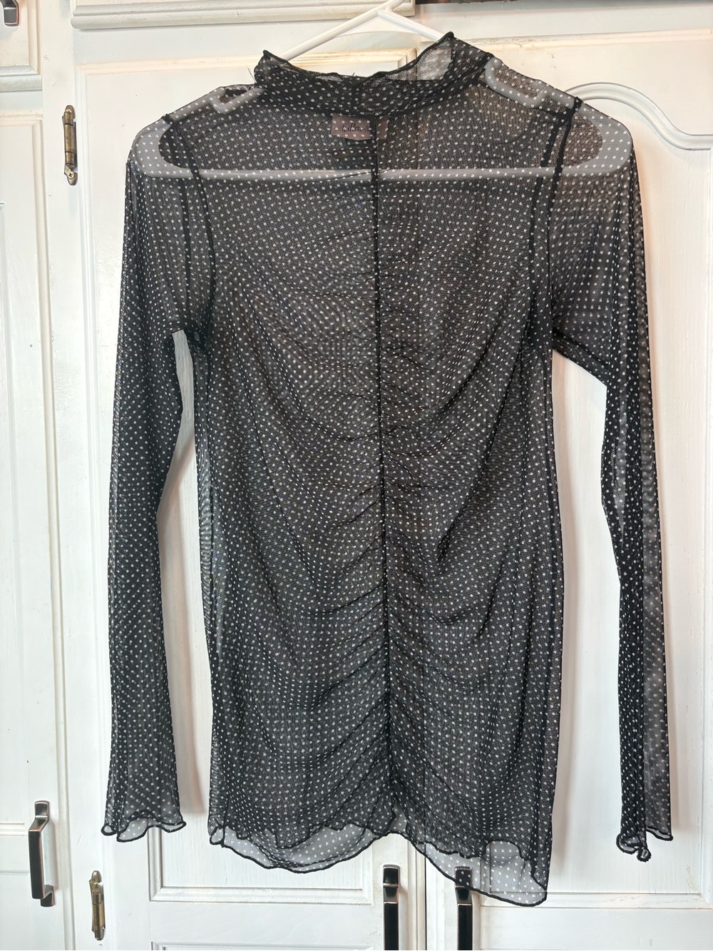 Sheer Black Polka Dot Long-Sleeve Tee
